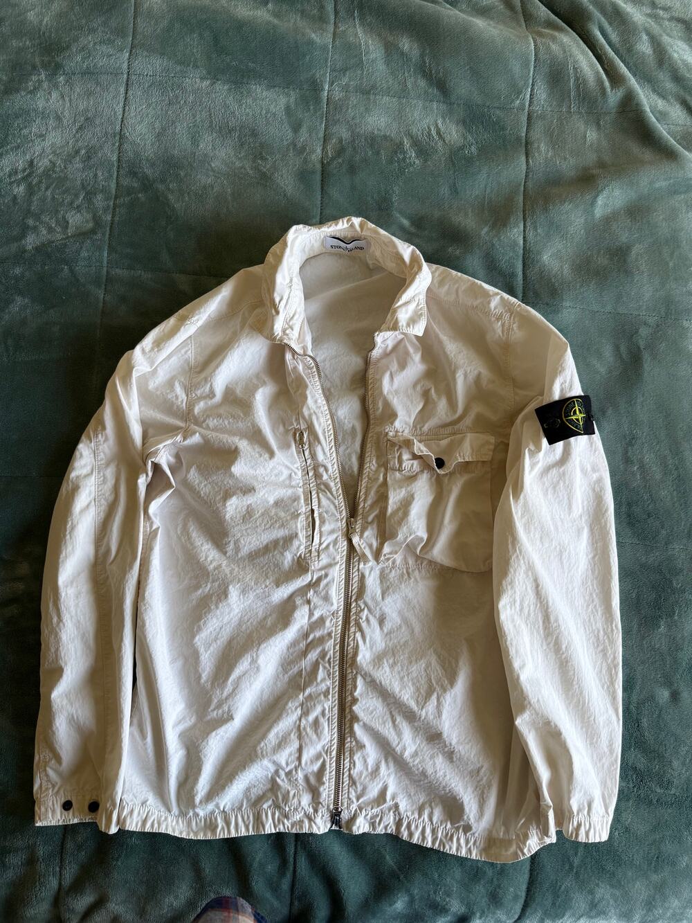 Stone Island Lightweight Overshirt Jacket Sage / Off-White Size